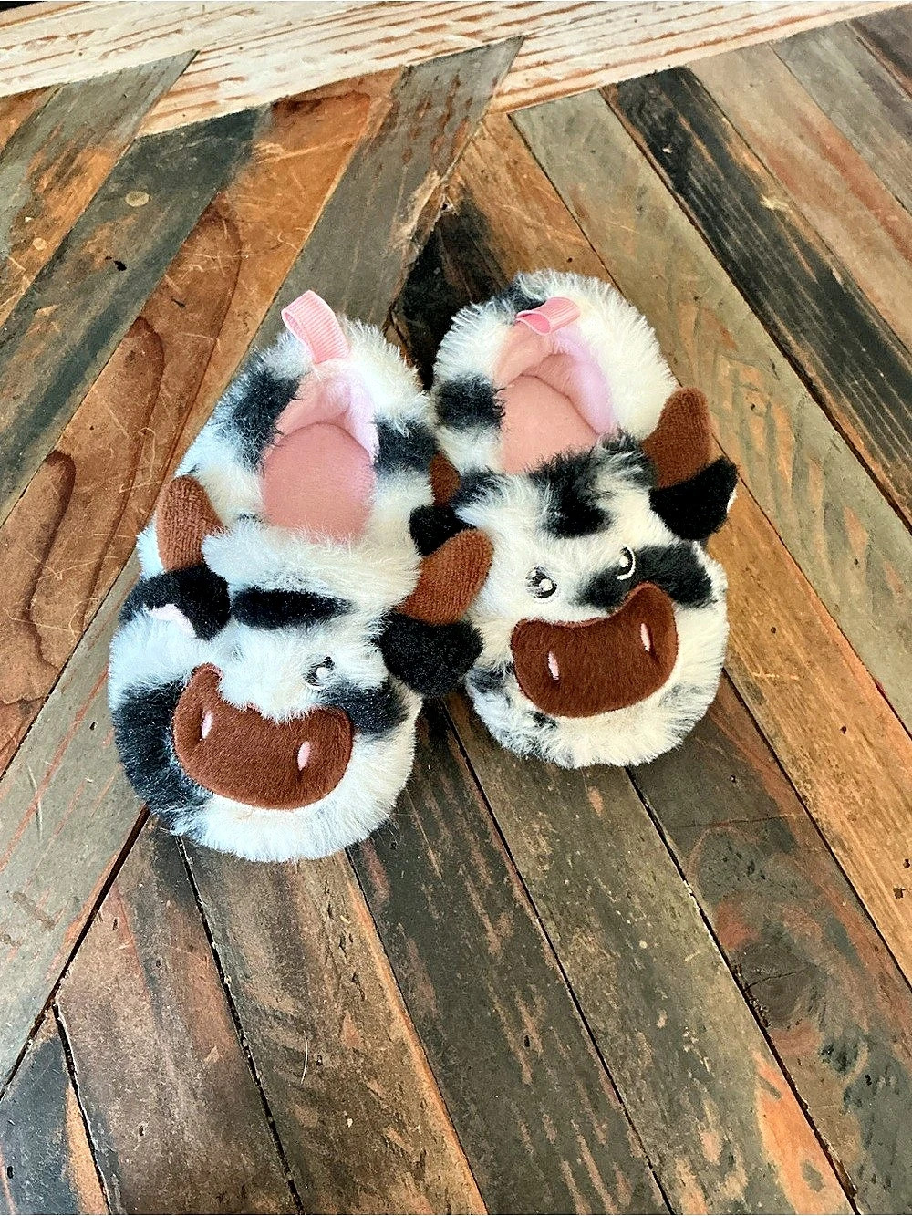 Wonder Nation Cute Cow Slippers Black & White Baby size 3